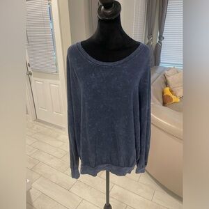 We The Free By Free People acid Wash Navy Sweatshirt Top Relaxed Fit Sz M